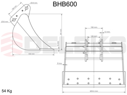 godet pour mini pele bhb 600