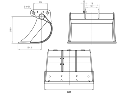 godet pour mini pelle b 600drs