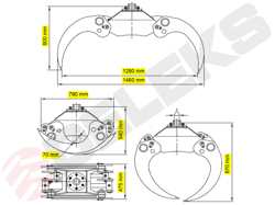 pinza per tronchi della legna da 20qli su miniescavatore o caricaletame mod dk 16