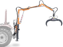 gru forestale idraulica con pinza per legna montata su trattore mod crab 3000