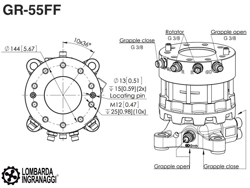 rotore 45qli lombarda ingranaggi per pinza da legna e attacco rapido mod gr55ff