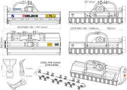 trincia erba e sarmenti a mazze serie media da 185cm di taglio per trattore da frutteto mod leopard 180 sp