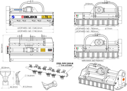 trincia erba e sarmenti a mazze spostamento idraulico 160cm di taglio per trattore mod leopard 160 sph