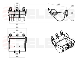 benna per miniescavatore 380